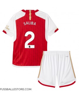 Günstige Arsenal William Saliba #2 Heimtrikotsatz Kinder 2023-24 Kurzarm (+ Kurze Hosen)